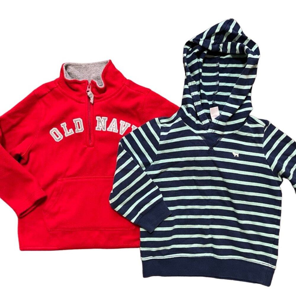 Preppy Bundle OLD NAVY 1/4 Zip Fleece & CARTER'S Pullover Hoodie TODDLER 3T